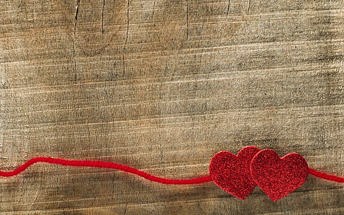 Dois corações vermelhos amor, corações, amor, HD papel de parede HD wallpaper