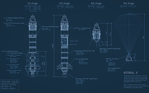 Cetak biru Kerbal X, ruang, pesawat ruang angkasa, program, roket, cetak biru, kerbal, Wallpaper HD HD wallpaper