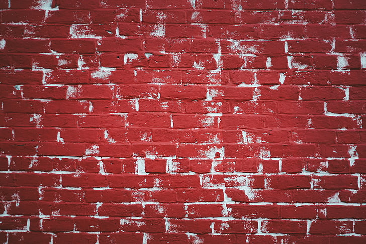 красная кирпичная стена, стена, кирпич, краска, текстура, HD обои
