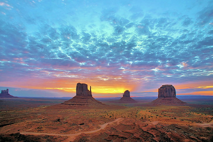 Monument Valley National Park, Utah, amanecer, AZ, Utah, Monument Valley, reserva, Navajo, Fondo de pantalla HD