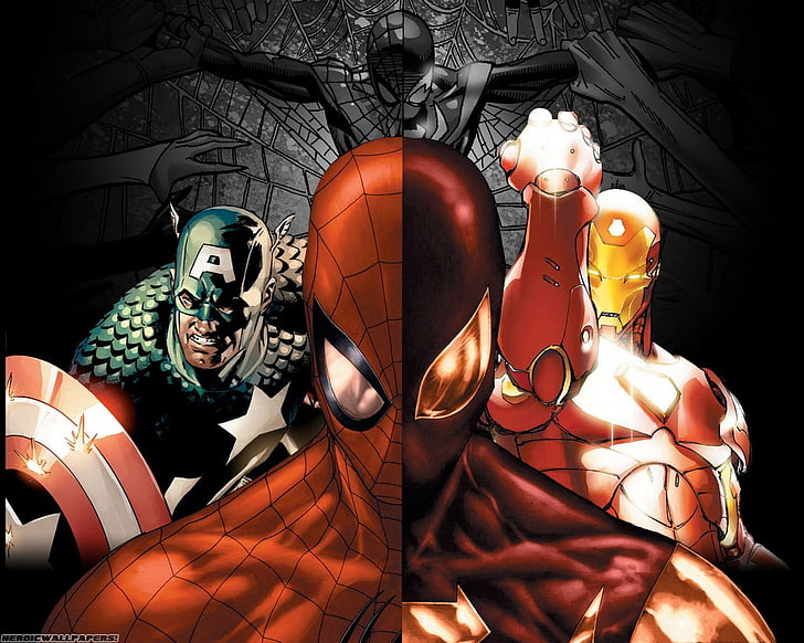 Обои Marvel Superheroes, Marvel Comics, фильмы, Капитан Америка, Железный человек, Человек-паук, Мстители, Гражданская война (комиксы), комиксы, HD обои