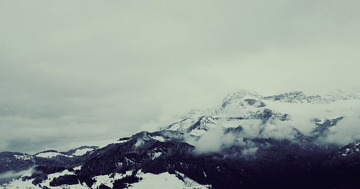 gunung bersalju, musim dingin, pemandangan, pegunungan, Wallpaper HD