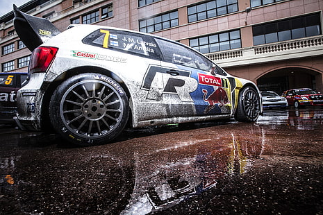 Reflection, Wheel, Volkswagen, Machine, Red Bull, WRC, Rally, Polo, Jari Matti Latvala, HD wallpaper HD wallpaper