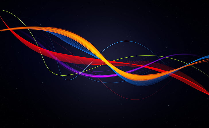 Colorful Waves, orange, red, and blue abstract digital wallpaper, Artistic, Abstract, Blue, Lines, Color, Desktop, Wave, Background, digital art, interlacing, HD wallpaper