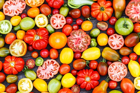 ボールロット、野菜、食品、トマトの盛り合わせ色、 HDデスクトップの壁紙 HD wallpaper