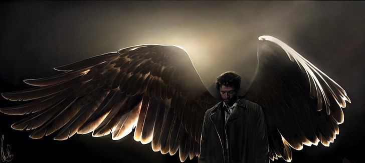 man with wings digital wallpaper, TV Show, Supernatural, HD wallpaper