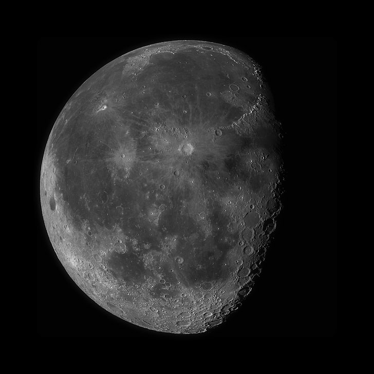gray moon, Moon, space,  grey, Solar System, universe, black background, HD wallpaper