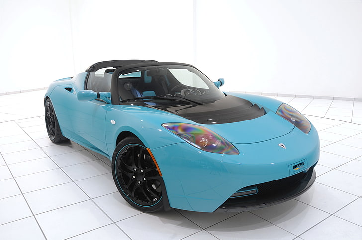 Tesla Roadster Sport, samochody elektryczne, niebieskie, Najszybsze samochody elektryczne, samochody sportowe, Tapety HD