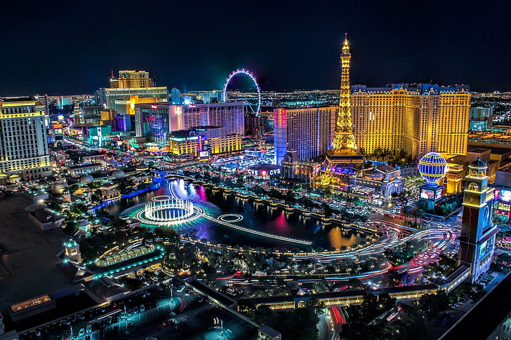 Städte, Las Vegas, Gebäude, Stadt, Helle, Nacht, USA, HD-Hintergrundbild