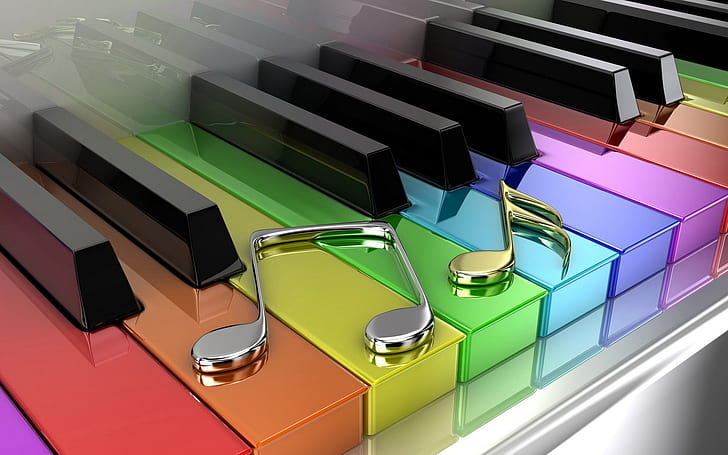 цветни, клавиши, пиано, HD тапет