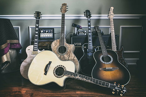 Epiphone, Gibson Les Paul, chitarra, Les Paul, strumento musicale, maschere di strumenti nativi, stanza, suono, Sfondo HD HD wallpaper