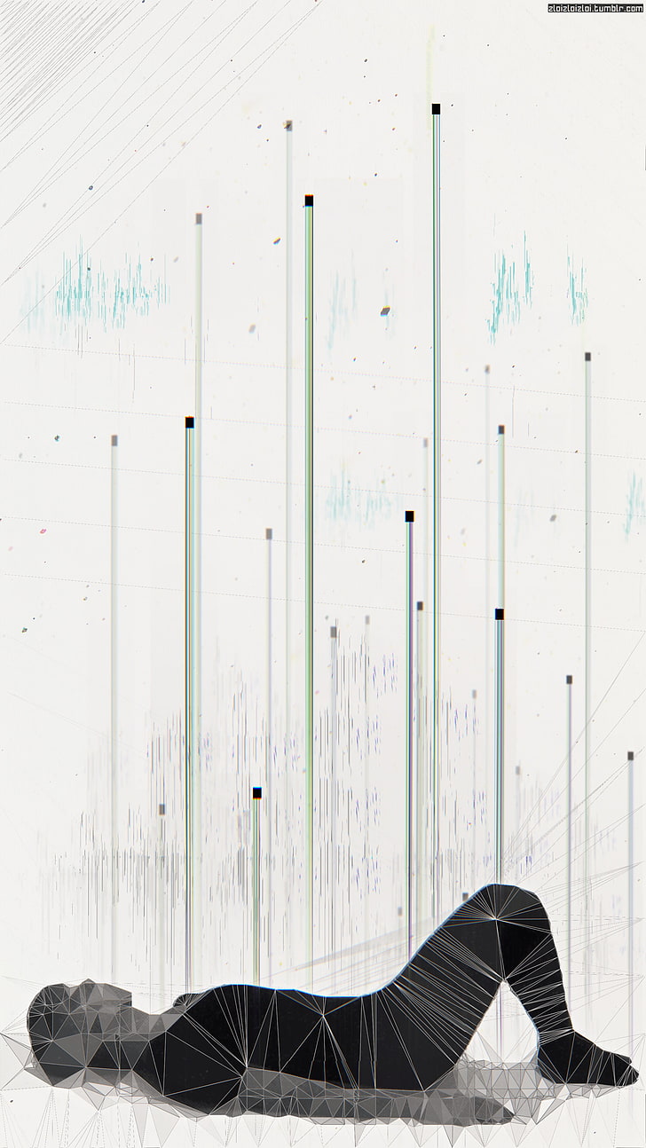 ilustrasi kemeja hitam wanita, seni glitch, abstrak, cyberpunk, Wallpaper HD, wallpaper seluler