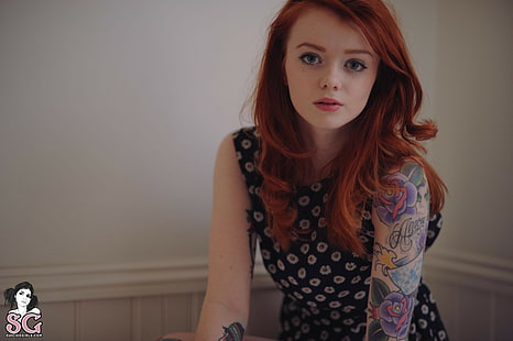 donne, tatuaggio, Lass Suicide, modella, Suicide Girls, rossa, Sfondo HD HD wallpaper