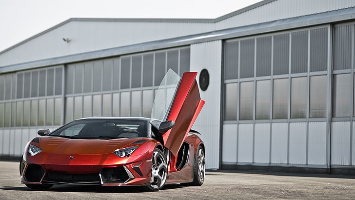 Lamborghini Aventador, Lamborghini, красные автомобили, суперкар, автомобиль, HD обои