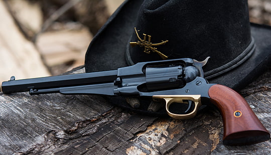 оружие, шляпа, револьвер, кольт, точная копия Uberti, 1858, HD обои HD wallpaper