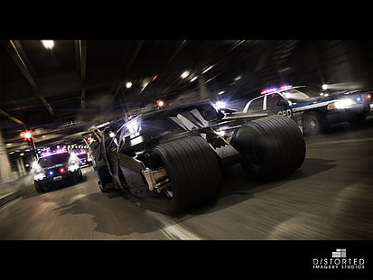 Batmobile nera, Batman, Batmobile, bicchieri, film, Il cavaliere oscuro, Sfondo HD HD wallpaper