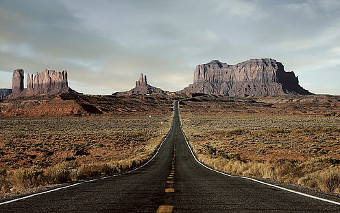 road, mountains, sky, field, Forrest Gump Point, Arizona, HD wallpaper HD wallpaper