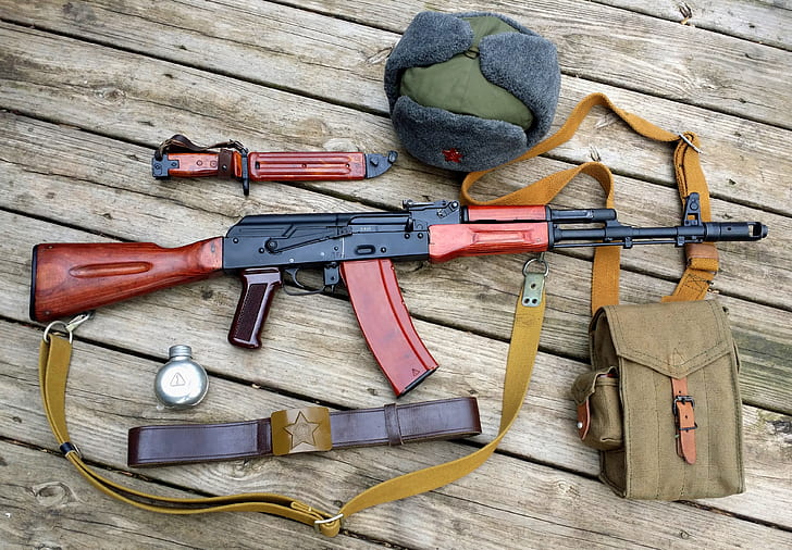 chapeau, machine, sangle, AK-47, Kalash, couteau à baïonnette, Fond d'écran HD
