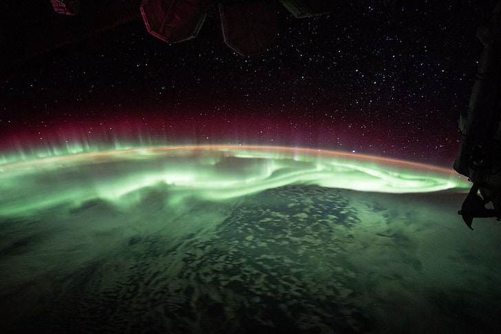aurora boreal verde, espaço, universo, auroras, estrelas, HD papel de parede
