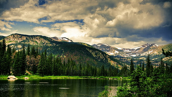 녹색 산 구름 자연 숲 강 고해상도 사진, 호수, 구름, 숲, 녹색, 높은, 산, 자연, 사진, 해상도, 강, HD 배경 화면 HD wallpaper