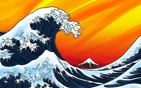 A grande onda de Kanagawa, ondas, HD papel de parede HD wallpaper