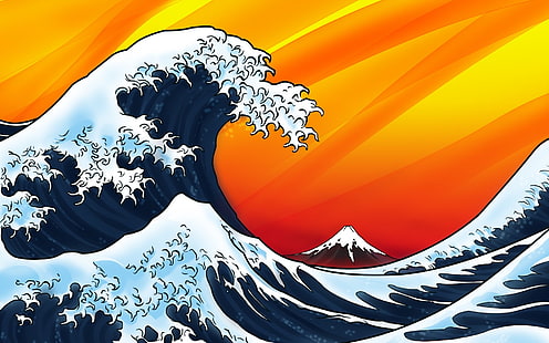 Великая волна Канагава живопись, волны, Великая волна от Канагава, HD обои HD wallpaper