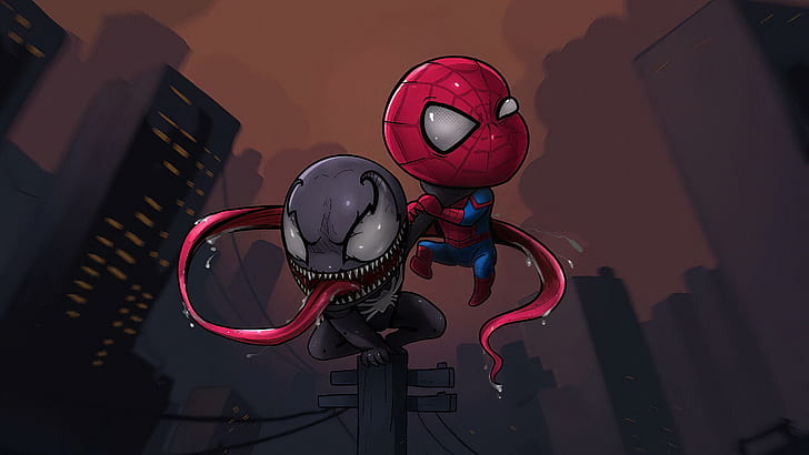 Человек-паук, Чиби, Marvel Comics, Venom, HD обои