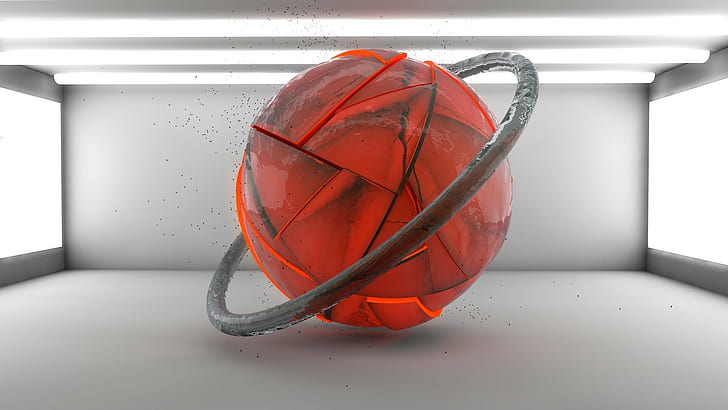 seni digital, render, CGI, bola, bola, 3D, lingkaran, Wallpaper HD
