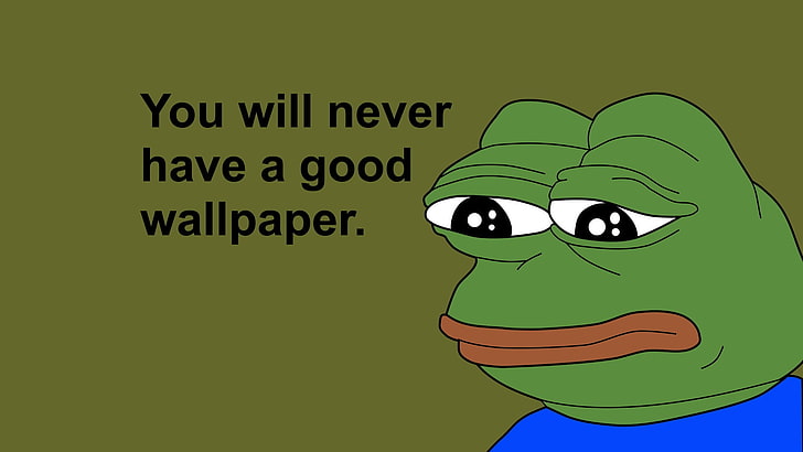 zielona żaba z nakładką tekstową, FeelsBadMan, memy, Pepe (mem), humor, Tapety HD