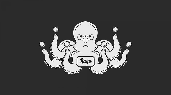 MrRage, white octopus digital wallpaper, Funny, Octopus, Cartoons, Cute, Rage, HD wallpaper