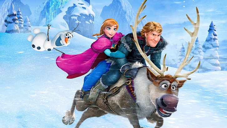 Princess Anna, Christov, Disney, princess, Olaf, happy, love, Frozen (movie), HD wallpaper