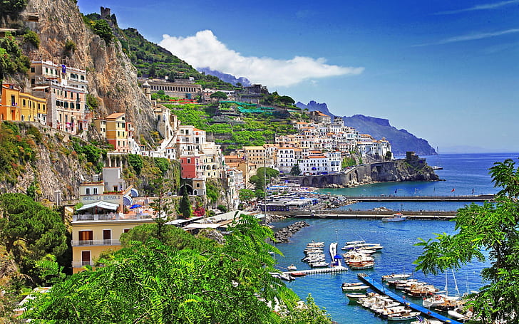 Positano Salerno, Positano, Salerno, landscape, sea, HD wallpaper