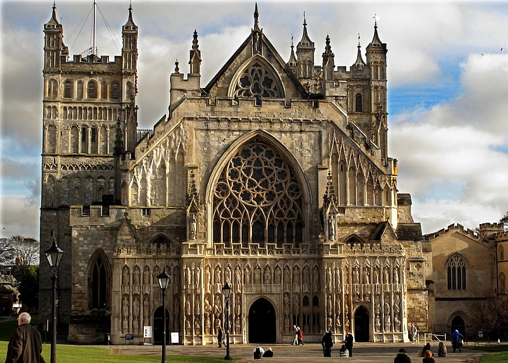 Catedral de hormigón marrón, gótico, Inglaterra, Iglesia, Catedral, arquitectura, San Pedro, de San Pedro, Exeter, Fondo de pantalla HD