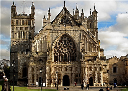 Catedral de hormigón marrón, gótico, Inglaterra, Iglesia, Catedral, arquitectura, San Pedro, de San Pedro, Exeter, Fondo de pantalla HD HD wallpaper