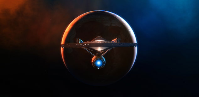astronave, USS Enterprise (astronave), arte digitale, fantascienza, Star Trek, Sfondo HD HD wallpaper