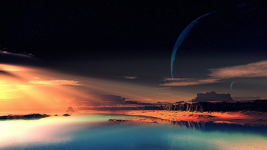piękna nocna natura w kosmosie, Tapety HD HD wallpaper