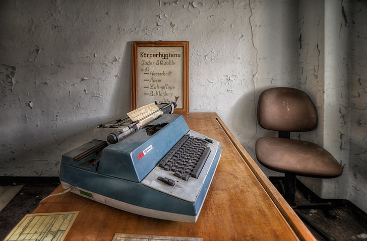 old, abandoned, typewriters, HD wallpaper