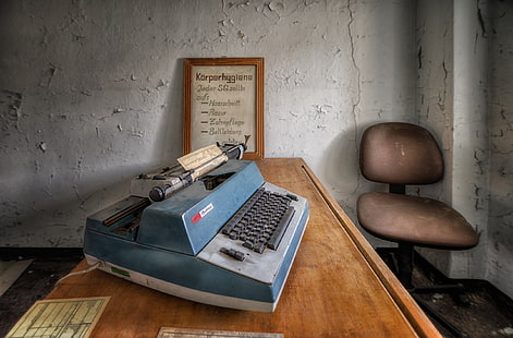 velho, abandonado, máquinas de escrever, HD papel de parede HD wallpaper