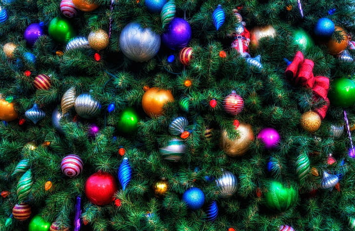 شجرة عيد الميلاد ، الحلي ، عطلة ، إكليل ، شجرة عيد الميلاد ، الحلي ، عطلة ، إكليل، خلفية HD