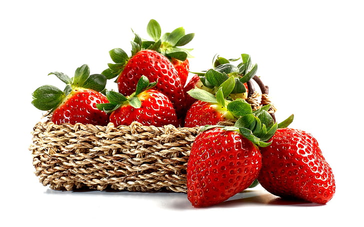 Свежая клубника, красные ягоды, фрукты, корзина, красная клубника, Свежая, клубника, красная, ягоды, фрукты, корзина, HD обои
