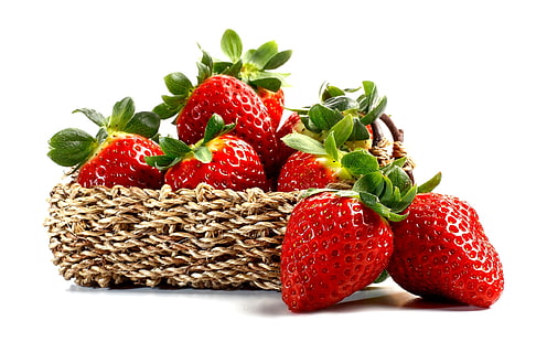 Färska jordgubbar, röda bär, frukt, korg, röda jordgubbar, färska, jordgubbar, röda, bär, frukt, korg, HD tapet HD wallpaper