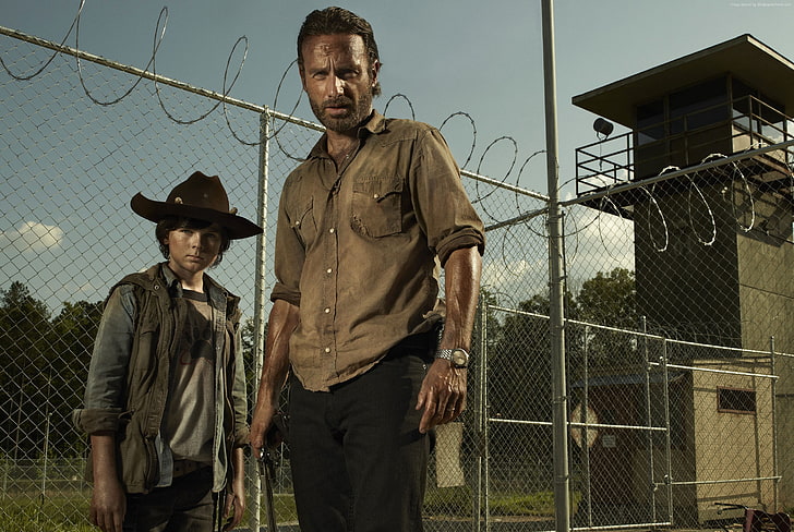 film, The Walking Dead, Najlepszy serial telewizyjny 2015, Andrew Lincoln, Chandler Riggs, 5 sezon, Rick Grimes, Tapety HD