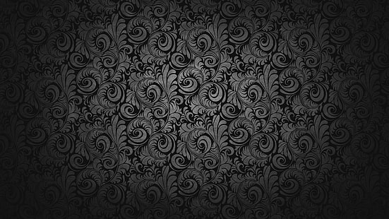 Fondo floral gris y negro, textura, patrón, Fondo de pantalla HD HD wallpaper