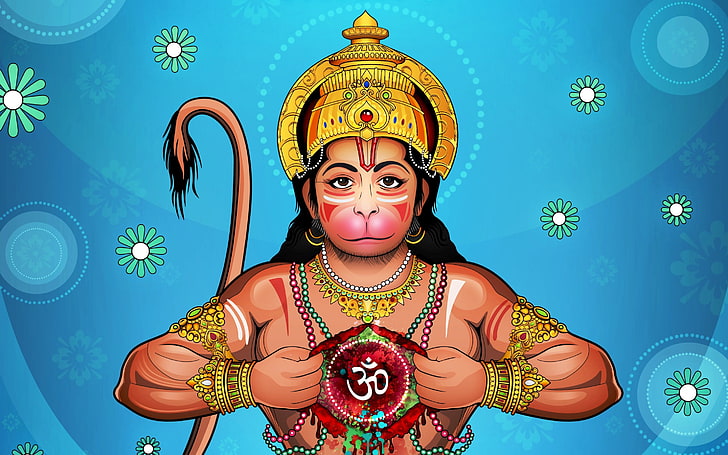 Хануман Джи 4К, илюстрация на индуски Бог, Бог, лорд Хануман, анимиран, хануман, господар, HD тапет