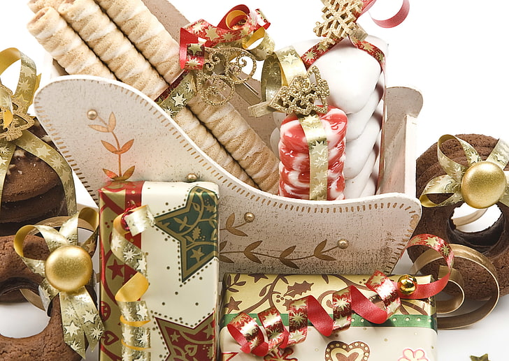 una variedad de decoraciones navideñas, galletas, navidad, decoración, hornear, Fondo de pantalla HD