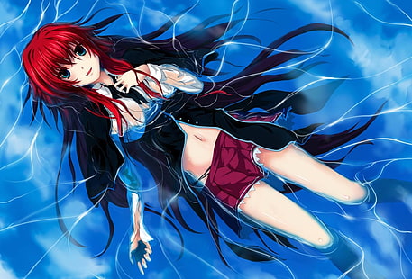 Ilustrasi karakter anime berambut merah, Highschool DxD, Gremory Rias, Wallpaper HD HD wallpaper