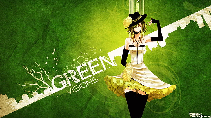Papier peint numérique femme Green Visions, vert, Fond d'écran HD
