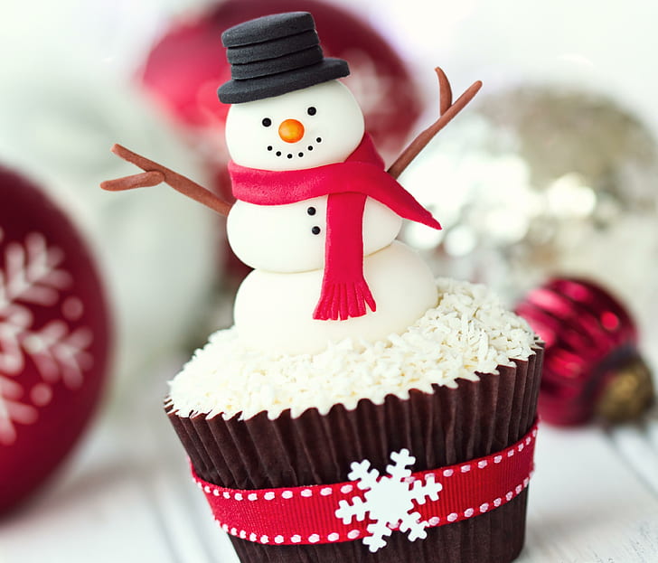Cake Holidays Christmas Snowmen Food, food, cake, holidays, christmas, snowmen, HD wallpaper