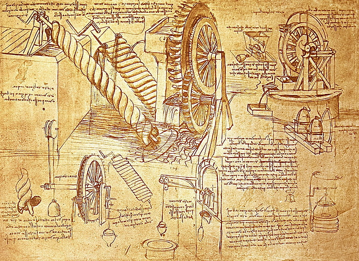 ภาพประกอบสีน้ำตาล Leonardo da Vinci, วอลล์เปเปอร์ HD
