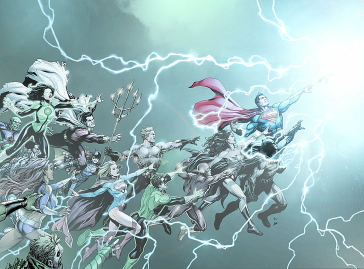 Comics, DC Comics, Aquaman, Batgirl, Batman, Cyborg (DC Comics), Flash, Green Arrow, Green Lantern, Hal Jordan, Justice League, Martian Manhunter, Shazam (DC Comics), Starfire (DC Comics), Supergirl, Superman, Wonder Woman, HD wallpaper